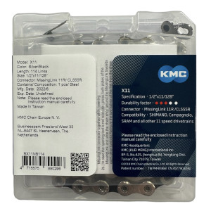Ланцюг KMC X11 Silver/Black 1/2 X 11/128 114 ланок з замком в боксі доступно від 1 шт. Photo 2
