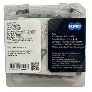Ланцюг KMC X11 Gray 1/2 X 11/128 118 ланок з замком в боксі доступно від 1 шт. Photo 2