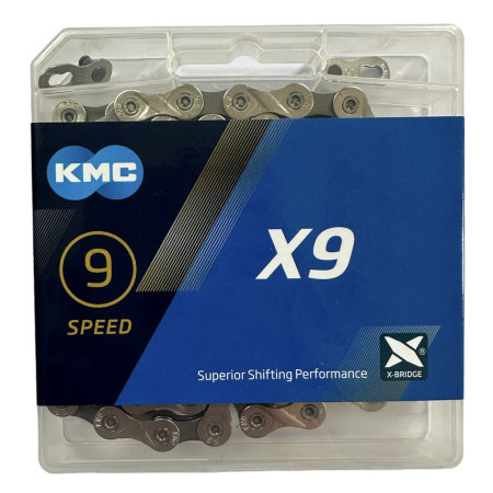 Ланцюг KMC X9 Silver/Gray 1/2 X 11/128 122 ланок з замком в боксі доступно від 1 шт