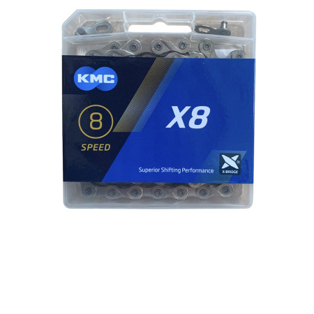 Ланцюг KMC X8 Silver 1/2 X 3/32  114 ланок з замком в боксі доступно від 1 шт