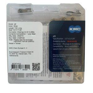 Ланцюг KMC e9 Silver 1/2 X 11/128 122 ланок з замком в боксі (30 шт в ящику),  доступно від 1 шт. Photo 3