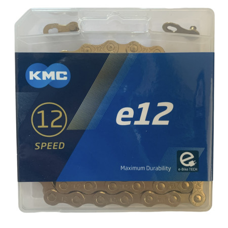 Ланцюг KMC e12 Ti-N Gold 1/2 X 11/128 130 ланок з замком в боксі доступно від 1 шт