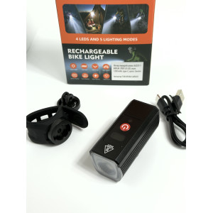 Ліхтар передній алюм. AU253-1 600LM, CREE U2 LED, акум.1200 mAh, type-C, кріпл. Garmin доступно від 1 шт. Photo 2