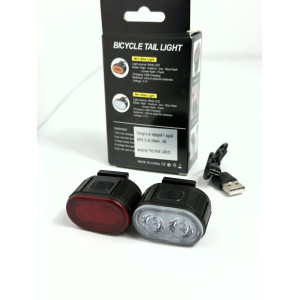 Ліхтарі к-кт передній + задній AU078 60 LM (2 по 350mAh), USB доступно від 1 шт. Photo 2