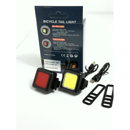 Ліхтарі к-кт передній + задній FT3028 60LM (2 по 300mAh), USB доступно від 1 шт