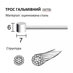 Трос гальмівний 1.5 мм x 2000 мм MTB оцинкований доступно упаковкою по 100 шт. Photo 2